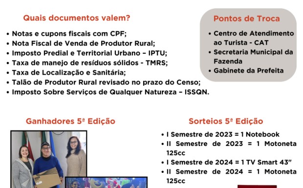 Foto de capa da notícia: 5ª Edição do Programa Nota Prêmios sorteará uma motoneta