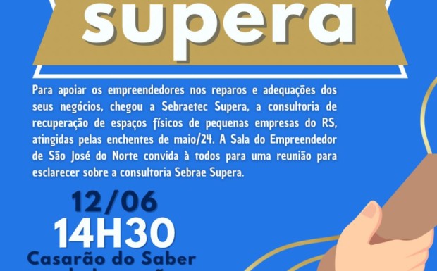Foto de capa da notícia: Sala do Empreendedor realiza reunião para empresas afetadas pelas enchentes esclarecerem dúvidas sobre o Sebraetec Supera